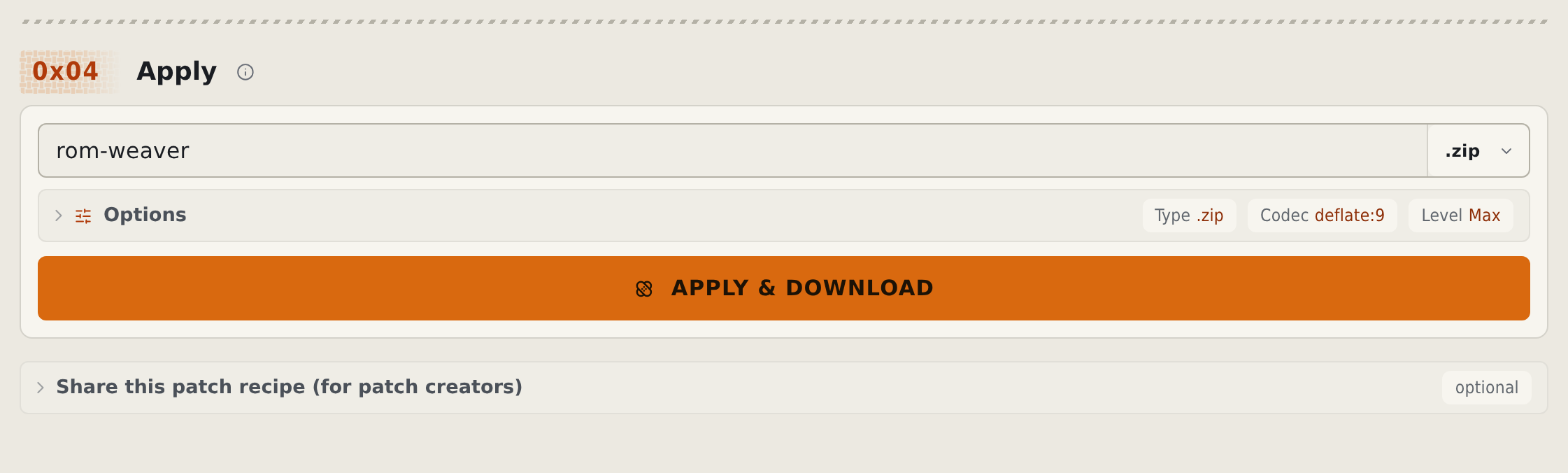 Cropped Apply output card with filename, format, options, and APPLY & DOWNLOAD button in the light theme