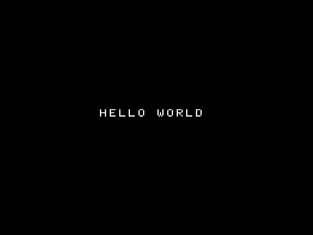 The original sample ROM displaying HELLO WORLD in an NES emulator